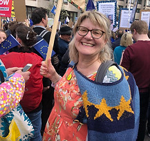 A smiley photo of J.M Carr spring 2019 at The People's Vote March